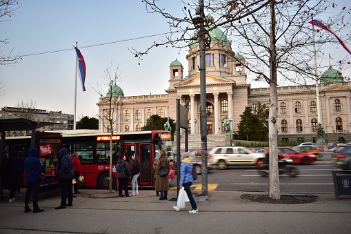 ˝Belgrade, Serbia - 02 14 2024: Public transport in Belgrade, capital city of Serbia.˝