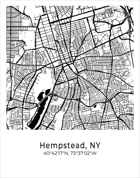 Hempstead City Map Travel Poster Vector With Coordinates Hempstead City Map Travel Poster Vector With Coordinates Hempstead New York The 