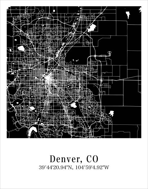 istock Denver city map. Travel poster vector illustration with coordinates. Denver, Colorado, The United States of America Map in dark mode. 2011343706