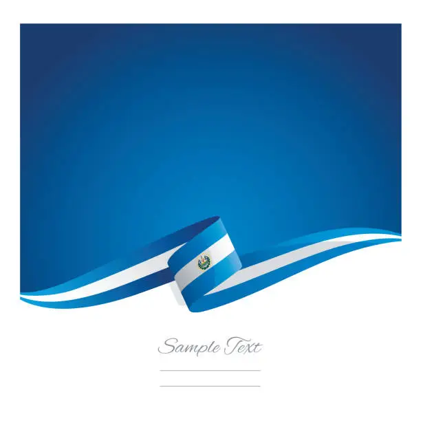 Vector illustration of New abstract color background El Salvador flag ribbon vector