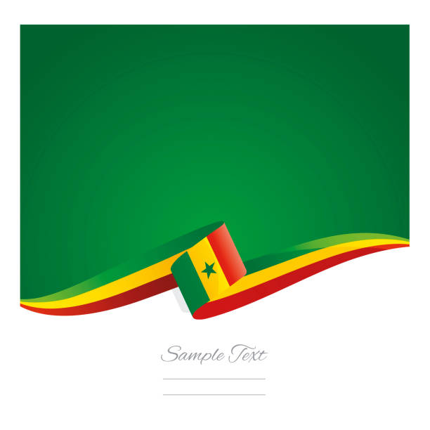 новый абстрактный цветной фон ленты флага сенегала вектор - senegal africa vector illustration and painting stock illustrations