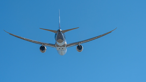 Miami, USA - February 14, 2024: LATAM Airlines airplane (Boeing 787-9 Dreamliner) taking off from Miami International Airport. Founded in 1929, LATAM Airlines is a Chilean multinational airline based in Santiago, Chile.