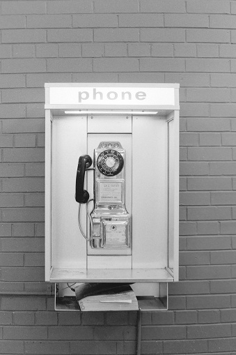 Old Vintage retro corded telephone European style 50s, 60s,