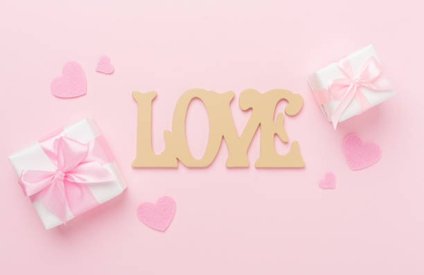 istock Valentines day composition with gifts on color background, top view. 2011401596