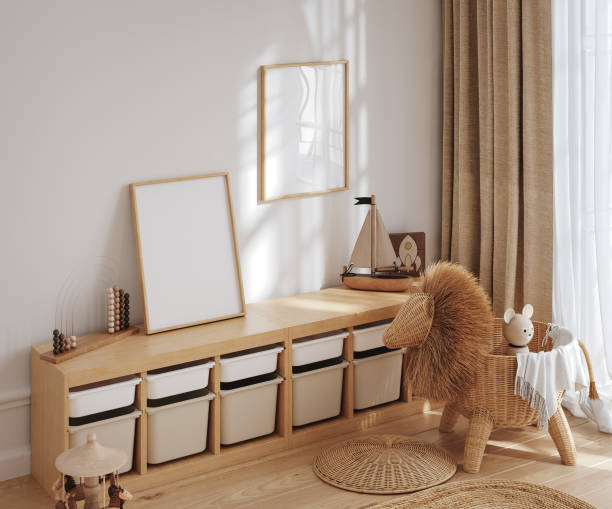 istock Mock up frame in children room interior background 2011417712