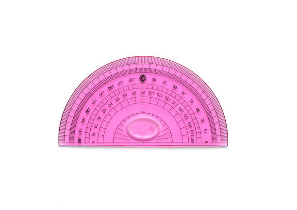 Plastic ruler, protractor isolated on white background