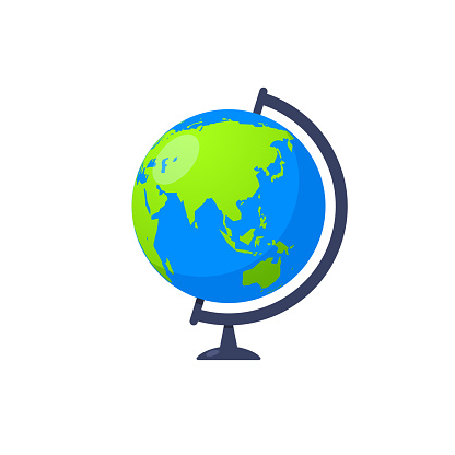 3d earth globe world vector icon. Travel globus cartoon simple illustration geography table desk globeisolated icon