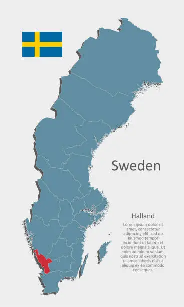 Vector illustration of Vector map Sweden, county Halland