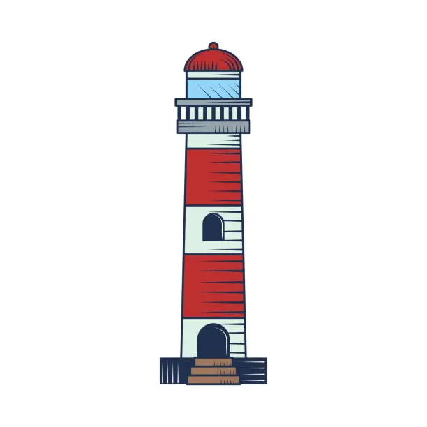 Vector illustration of lighthouse nautical icon
