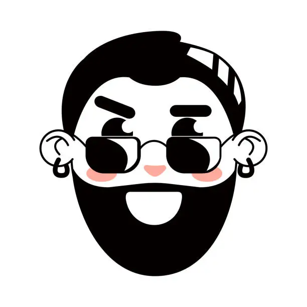 Vector illustration of hipster man with sunglasses face
