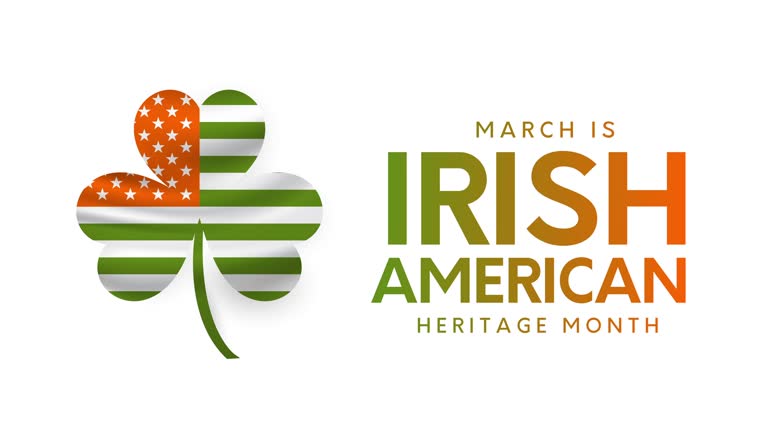 Irish American Heritage Month card, background, March. 4k