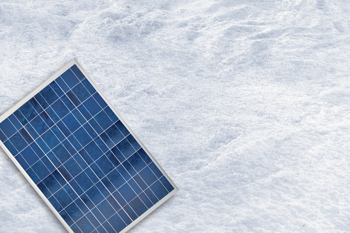 Solar panel on a snow background