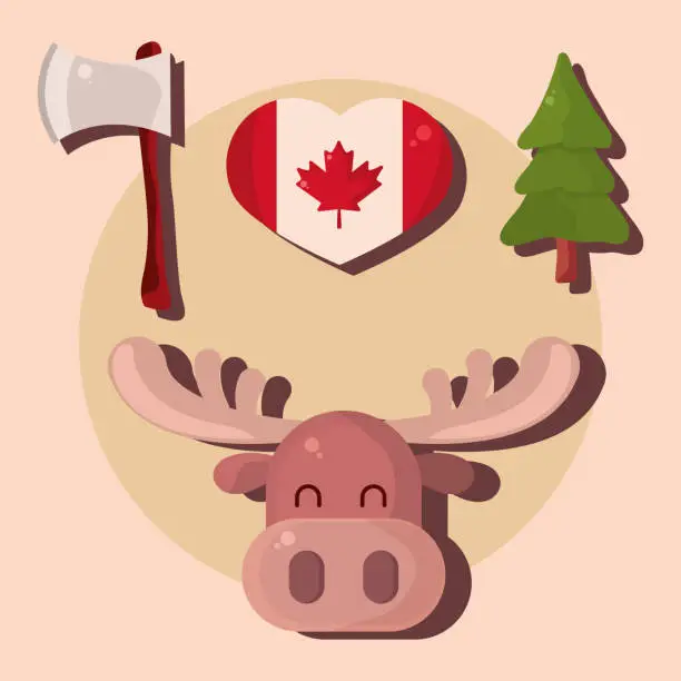 Vector illustration of set of canada day