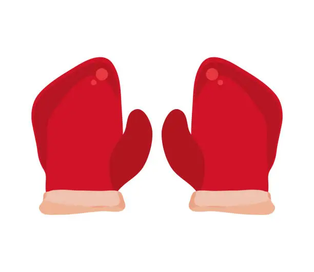 Vector illustration of red mittens warm