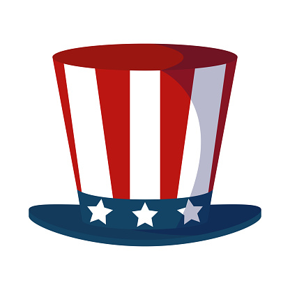 top hat with US flag icon isolated