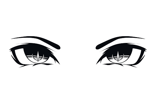 anime female eyes icon isolated