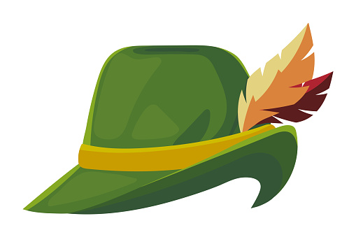 Beer Fest hat with feather icon isolated