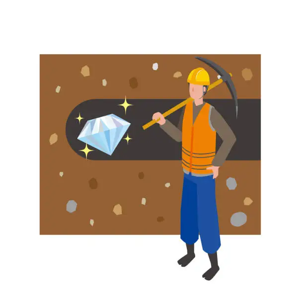 Vector illustration of Image illustration of diamond mining