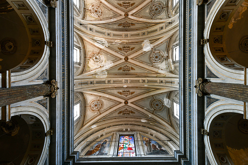 Milan, Italy - Aug 4, 2022: Basilica di Santo Stefano Maggiore in Milan, Italy.