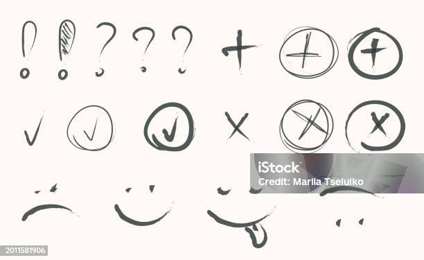 A Set Of Exclamation Marks Question Marks Plus Minus Vector ...
