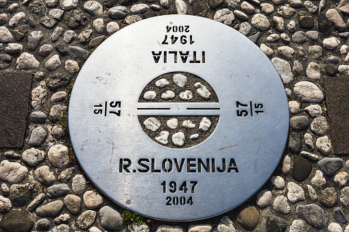 Sign on Slovenia and Italy Border in Nova Gorica, Gorizia