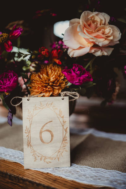 istock Table number sign made of wood at wedding reception 2011647633