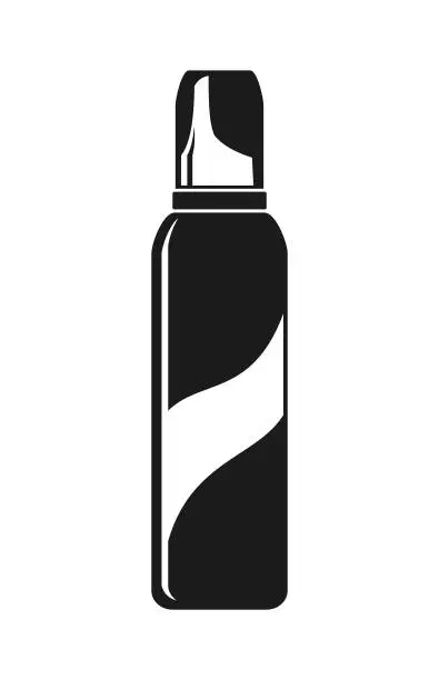 Vector illustration of Aerosol Can, Spray Bottle with Cap, Hairspray, Deodorant - Cut Out Vector Silhouette