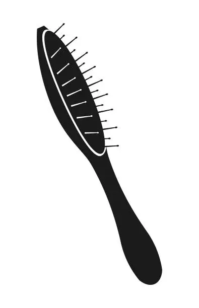 Vector illustration of Hair Brush with Bristles, Hair comb, Hair Styler Silhouette - Cut Out Vector Icon