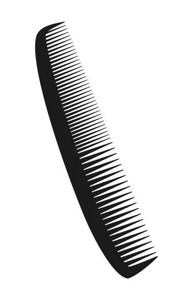 Vector illustration of Detangling and Styling Comb with Fine and Wide teeth - Outline Cut Out Vector Icon
