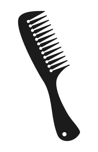 Vector illustration of Detangling and Styling Comb, Flat Top Comb Silhouette - Cut Out Vector Icon