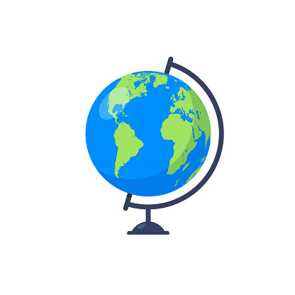 3d earth globe world vector icon. Travel globus cartoon simple illustration geography table desk globeisolated icon