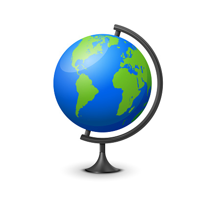 3d earth globe world vector icon. Travel globus cartoon simple illustration geography table desk globe isolated icon
