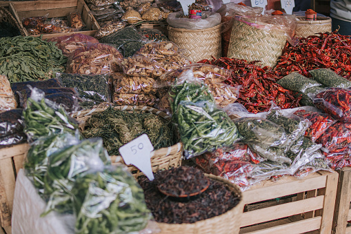 various herbs spice selling in farmer's market in Bhutan