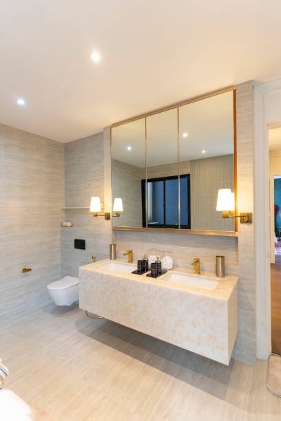 istock A luxury bathroom with duo sinks and marble top. 2011731567