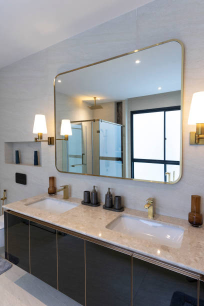 istock A luxury bathroom with duo sinks and marble top. 2011731587