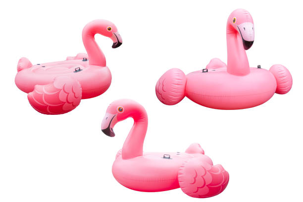 istock Pink pool plastic inflatable flamingo isolated on white background 2011818491