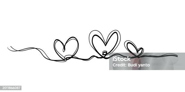 Heart Design Abstract Vector Line Continuous One Line Drawing Heart Symbol Scribble Hearts Hand Drawn ...