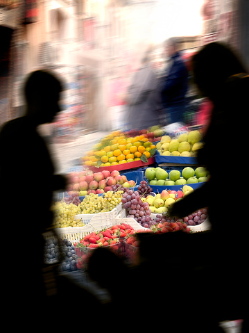 Close up local produce street market stand in Mediterranean Turkey