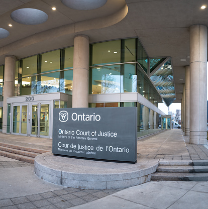 Windsor, Ontario, Canada - February 14, 2024:  The Ontario Court of Justice in downtown Windsor.
