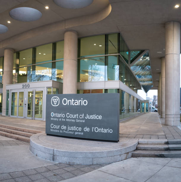 Ontario Court of Justice in Windsor, Ontario Windsor, Ontario, Canada - February 14, 2024:  The Ontario Court of Justice in downtown Windsor. police station canada stock pictures, royalty-free photos & images