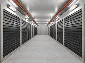 Empty Corridor With Self Storage Units