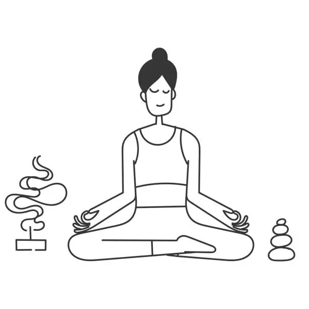 Vector illustration of hand drawn doodle yoga meditation related illustration vector