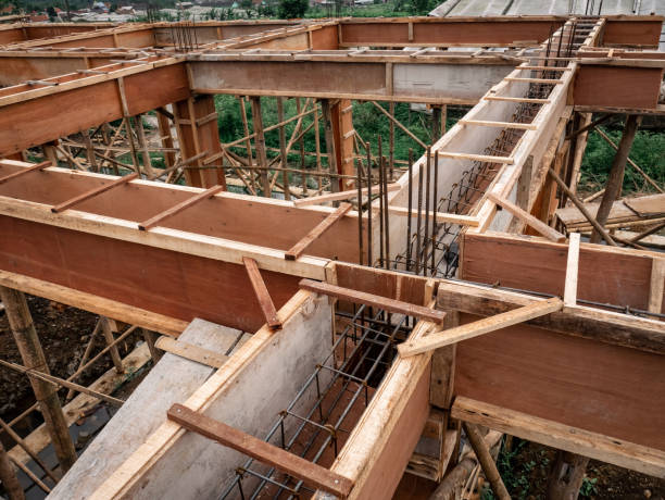 building formwork ready to be filled with cement mixture building formwork ready to be filled with cement mixture with iron that is still in good condition concrete in formwork stock pictures, royalty-free photos & images