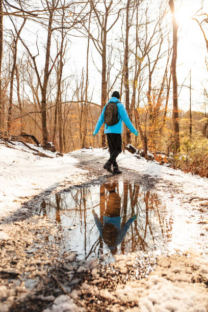 A man walks through Wissahickon Winter Park in Pennsylvania