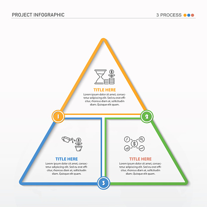 Business infographic process with triangle template design with icons and 3 options or steps. Vector illustration.