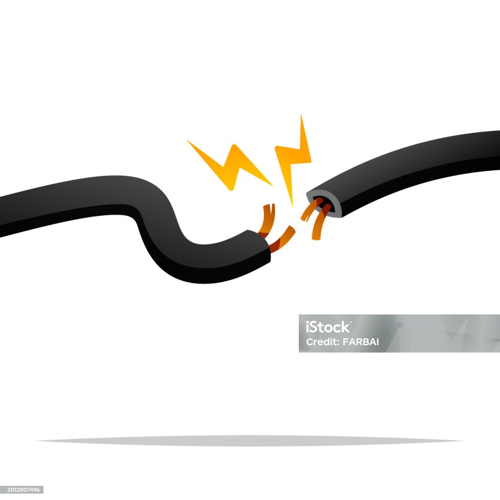 Cable Cut Sign Broken Cable Wire Cut Vector Isolated Illustration Stock Illustration ...