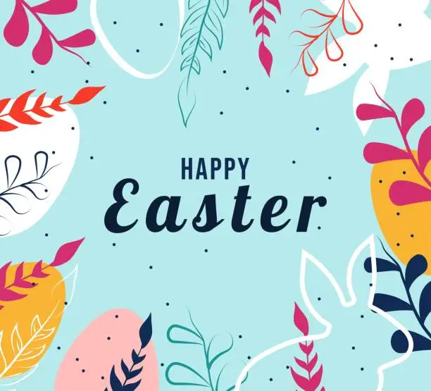 Vector illustration of happy easter flat