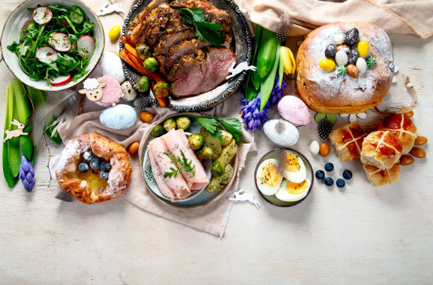 istock Easter dinner. Traditional food. Family spring event. 2012017048