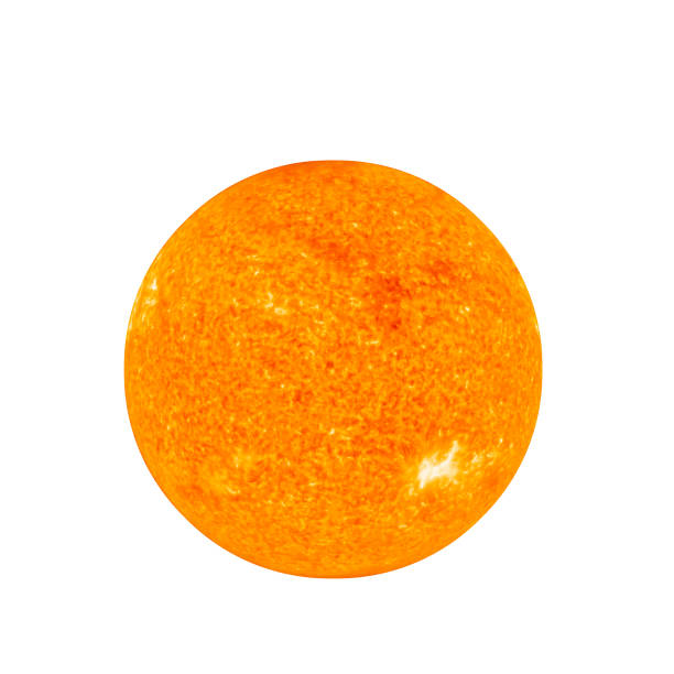 Sun isolated on white background. Solar storm concept. Elements of this image furnished by NASA.
