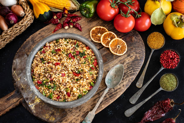 istock Salad with bulgur wheat , lentil , parsley and pepper . 2012086557